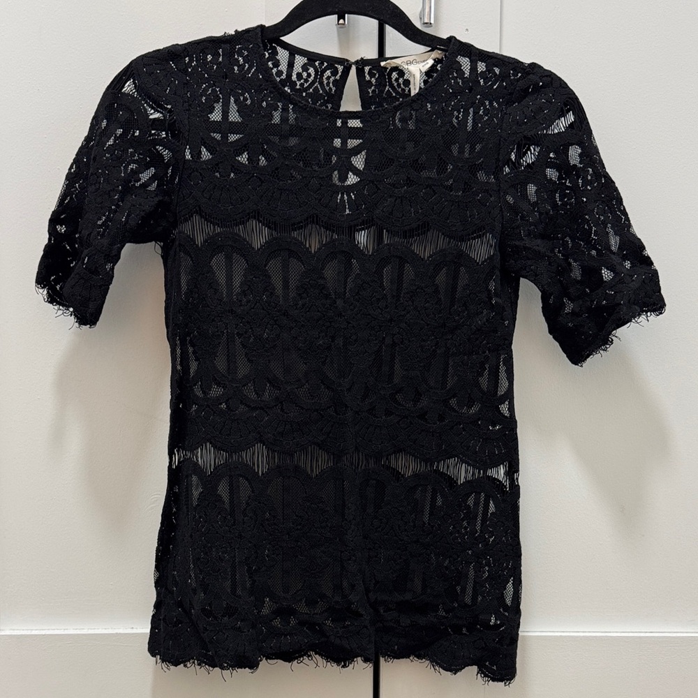 BCBGeneration Elegant Black Lace Top